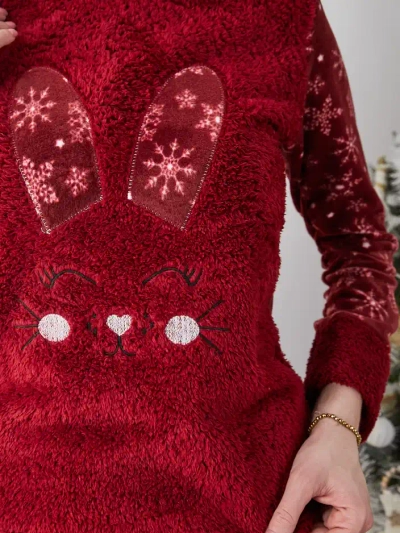 Pijamale Royalfashion pentru femei cu iepuraș, din material asemănător fleece.