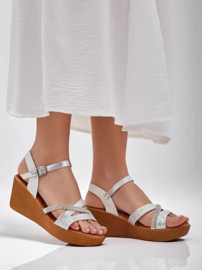 Sandale cu wedge pentru femei Royalfashion cu strassuri și sclipici Eclat