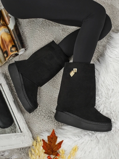 Cizme scurte tip snowboots pentru femei cu parte superioară detașabilă Elizze