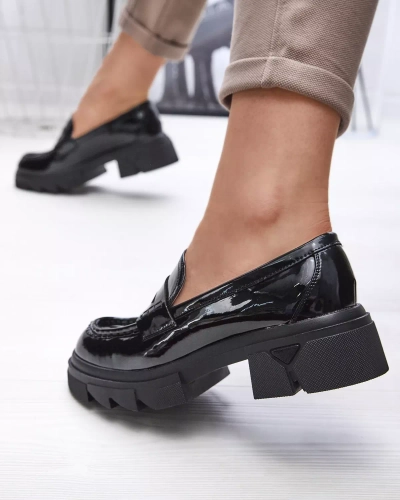 Mocasini negri lăcuiți pentru femei Tygriss- Footwear