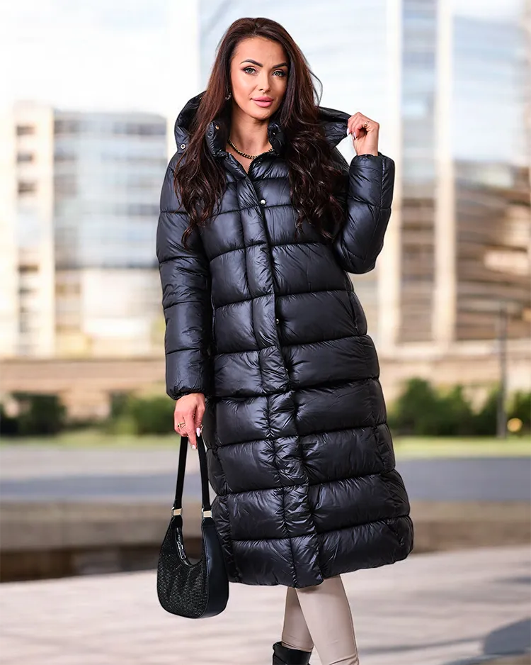 Royalfashion Jachetă de iarnă neagră pentru femei