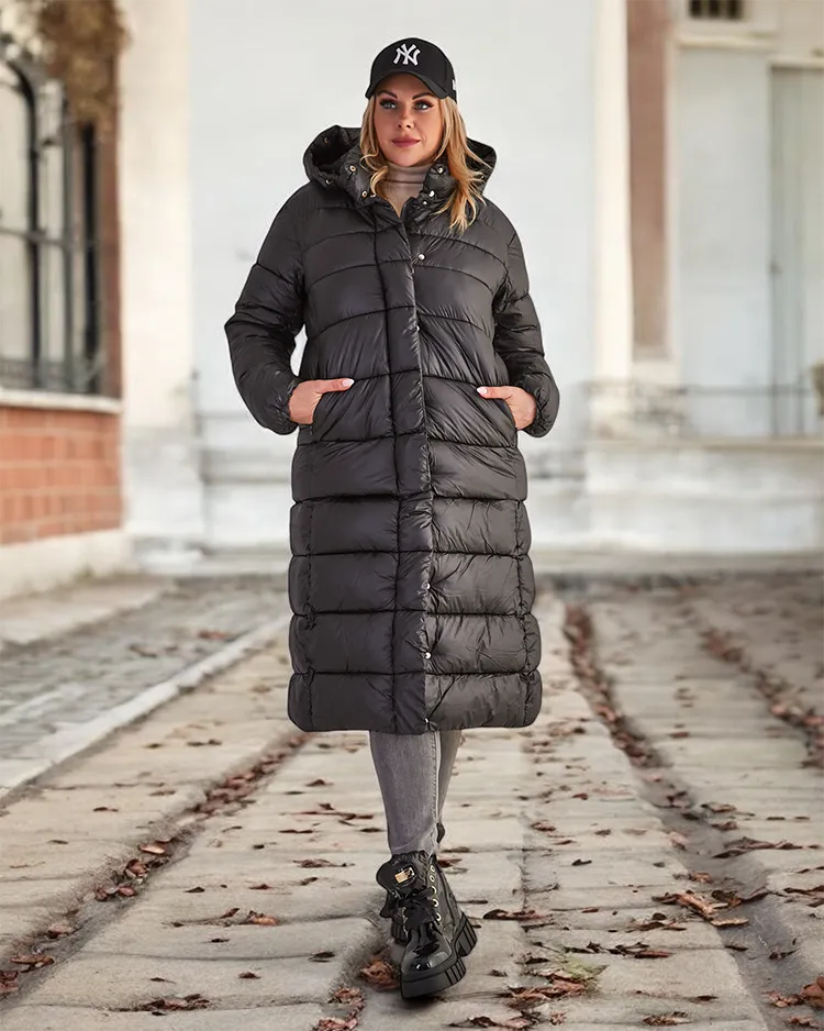 Royalfashion Jachetă de iarnă neagră pentru femei