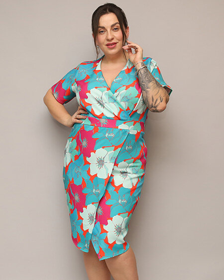 Royalfashion Rochie de damă din țesătură florală PLUS SIZE