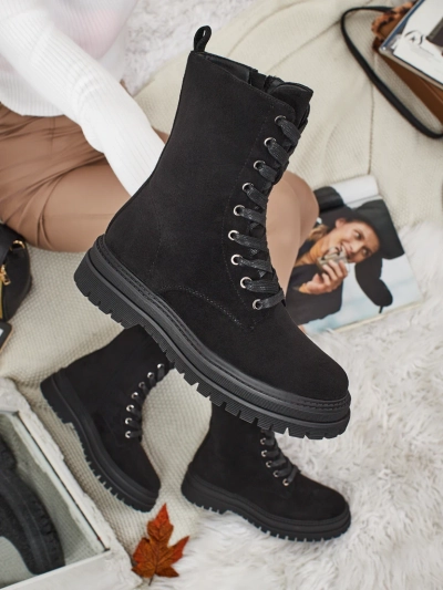 Botine damă eco piele întoarsă tip workeri Molistea