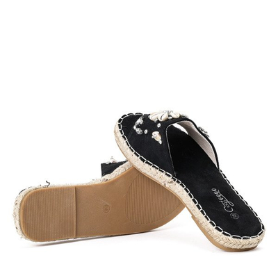 Czarne klapki z ozdobami Elicia - Obuwie