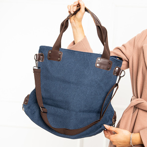 Geanta shopper dama bleumarin cu inscriptii - Accesorii