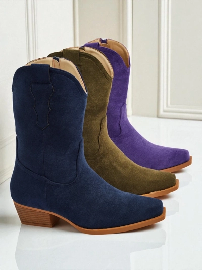 Botine cowboy de damă din piele ecologică întoarsă SpireHush