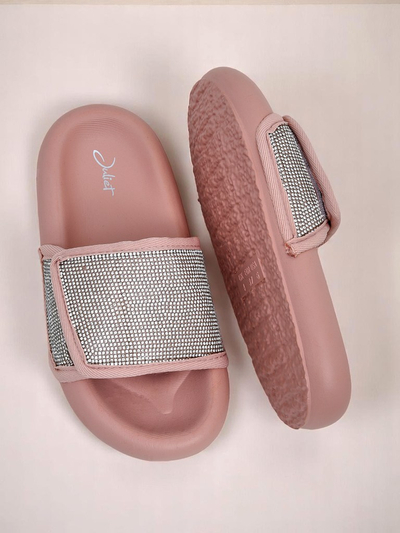 Royalfashion Damskie klapki na płaskiej podeszwie Sparkle Step