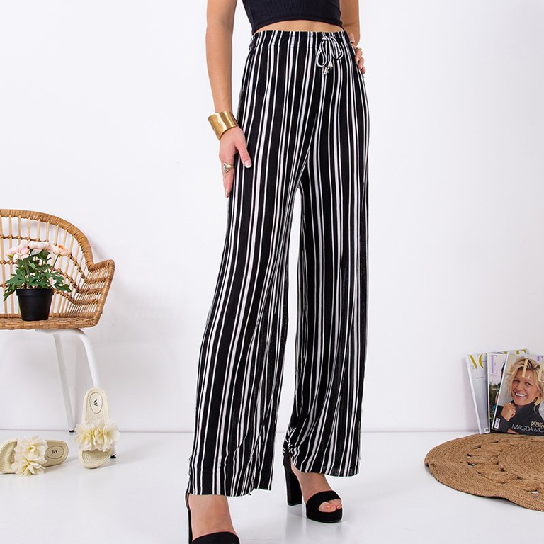 Pantaloni lungi negri din țesătură pentru femei - Îmbrăcăminte