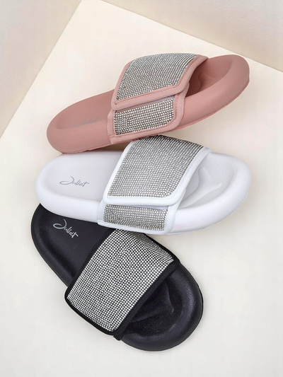 Royalfashion Damskie klapki na płaskiej podeszwie Sparkle Step