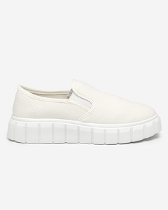 OUTLET Pantofi slip-on de dama albi pe talpa groasa Tenri - Incaltaminte