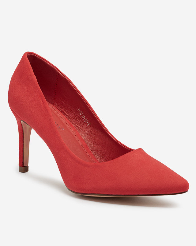 Pantofi clasici cu toc stiletto pentru femei, cu nasul în formă de stiletto, de culoare roșie Qerma- Footwear