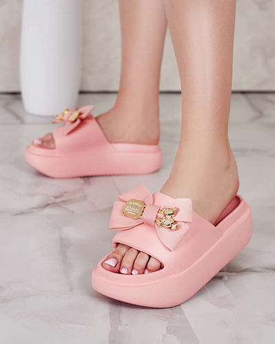 Royalfashion Șlapi de cauciuc pentru femei cu fundiță decorativă Apis