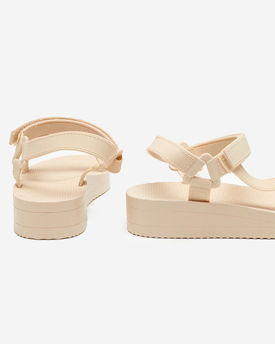 Sandale de damă bej cu toc plat Ostoy-Shoes
