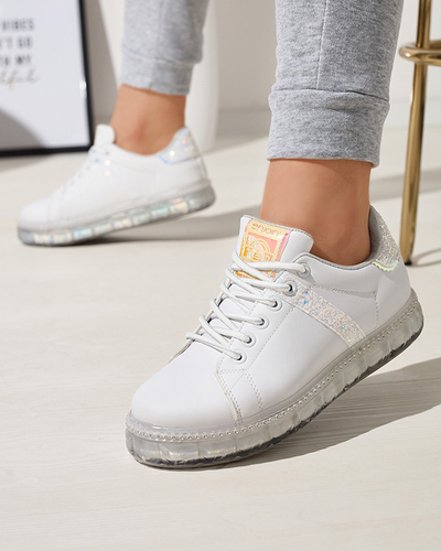 Pantofi sport de damă de culoare albă cu inserții gri Asxa- Footwear