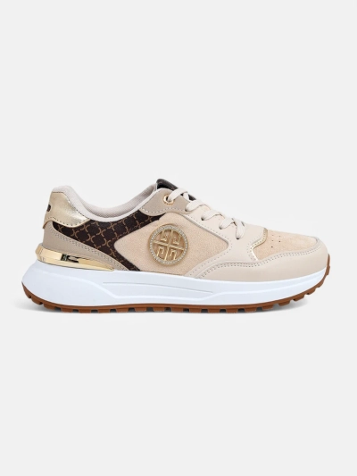 Calista Verona beige damessneakers met platte hak - 4 cm eco-leer