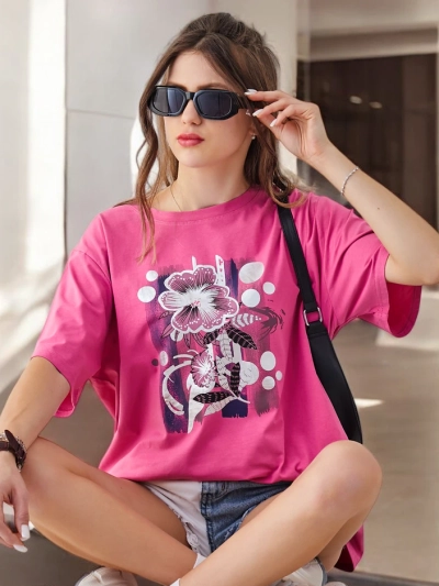 Royalfashion Tricou din bumbac pentru femei cu imprimeu