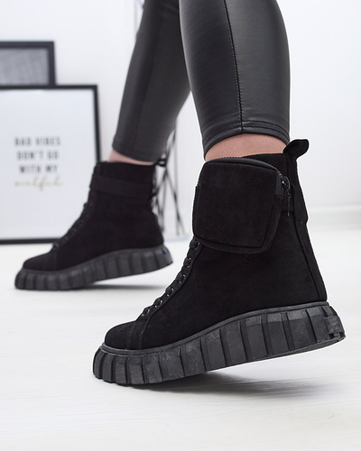Cizme de damă cu săculeț, de culoare neagră Sauups- Footwear