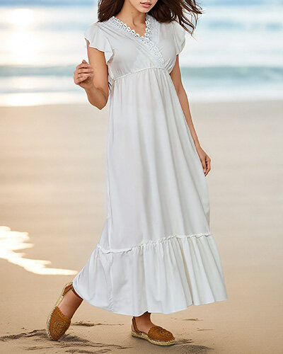 Royalfashion Rochie lungă de damă cu dantelă