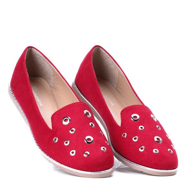 Czerwone mokasyny z przelotkami Dana- Obuwie