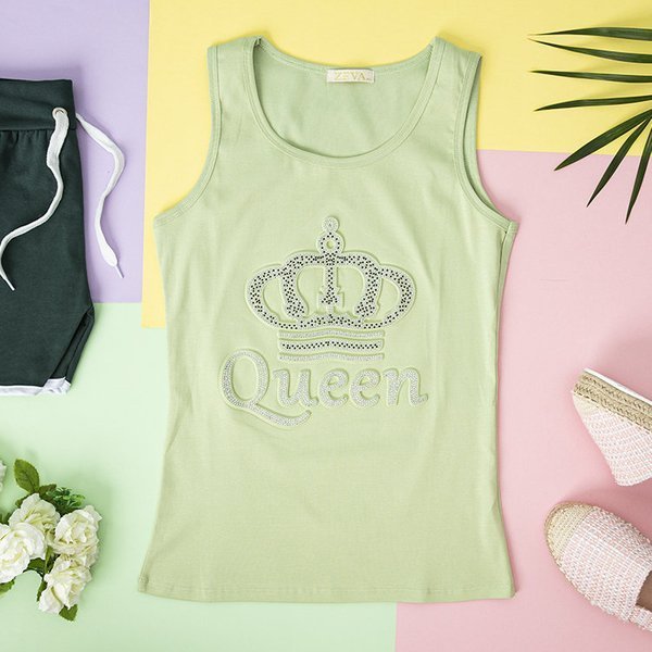 Top verde pentru femei cu zirconiu cubic - Îmbrăcăminte