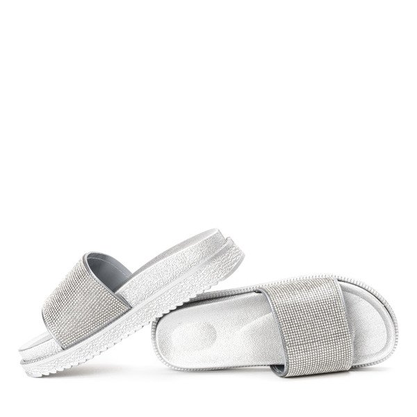 Srebrne klapki z cyrkoniami Louisiana - Obuwie