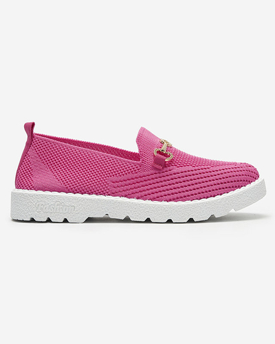 Adidași slip on de damă fucsia cu ornament auriu Enelida - Încălțăminte