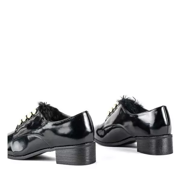 OUTLET Pantofi mici negri cu perle Nessi - Încălțăminte