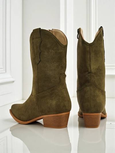 Botine cowboy de damă din piele ecologică întoarsă SpireHush