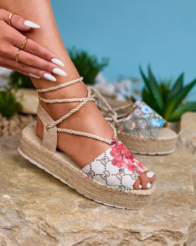 Royalfashion Espadrile florale pentru femei bej Elizeaf