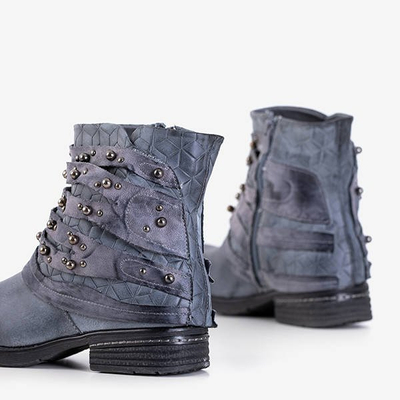 Cizme de damă albastre cu dungi Adalia - Încălțăminte