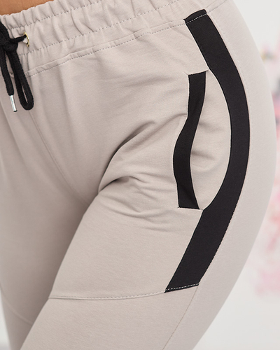 Pantaloni de trening de dama gri deschis cu insertii- Imbracaminte