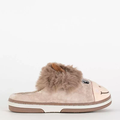 OUTLET Animmes papuci de taur bej pentru copii - Incaltaminte