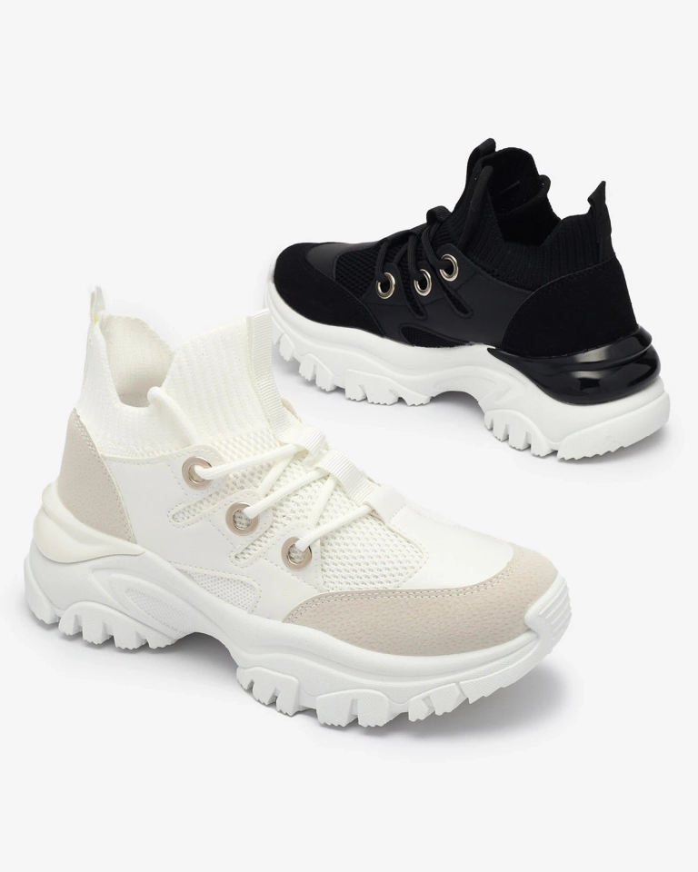 Adidași sport pentru femei, în alb și bej Hasola- Footwear