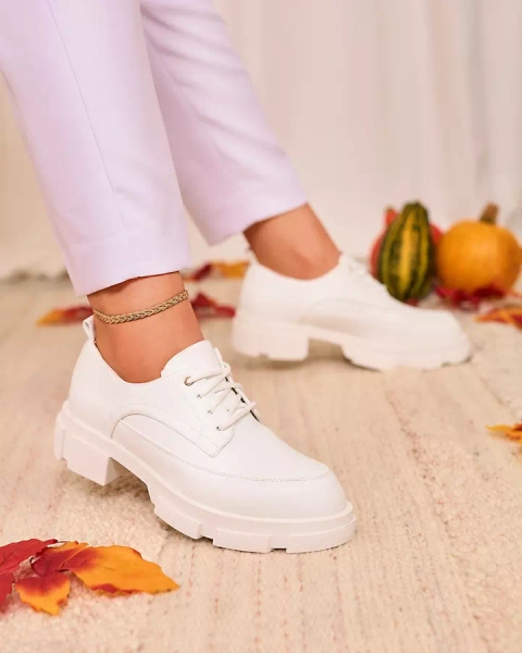 Royalfashion Alb talpă solidă pentru femei Trendy Chunky half shoes