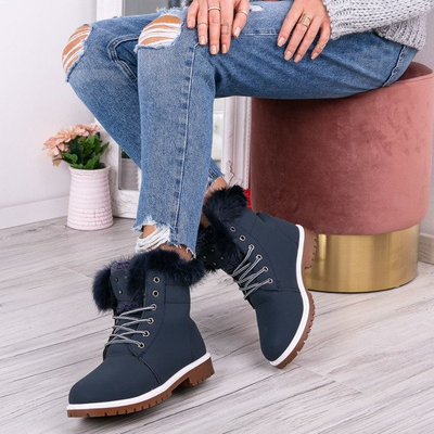 Ocieplane trapery w kolorze granatowym Sofja - Obuwie