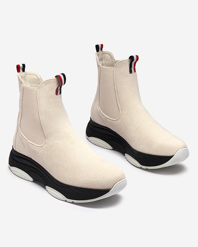 Cizme de damă din piele ecologică izolată de culoare bej Ducti- încălțăminte