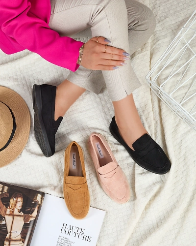 Mocasini de damă din eco-suede de culoare camel Daffer- Footwear