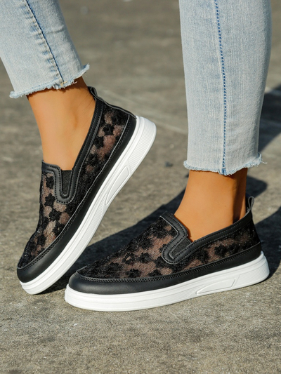 Royalfashion Mocasini cu plasă pentru femei cu flori Emzos