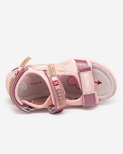 Sandale pentru copii roz deschis cu Velcro Mepoti - Încălțăminte