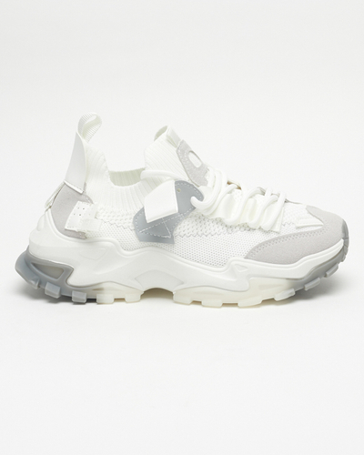 Pantofi sport de damă albi pe talpă Tiroka masivă - Încălțăminte