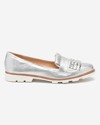 OUTLET Mocasini lacuiti argintii cu jeturi Fanreso - Incaltaminte