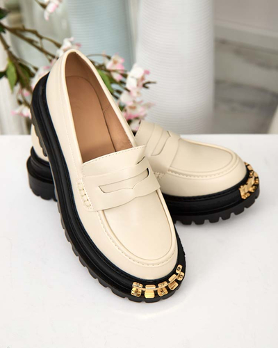 Loafers Dama Aurelia Bej cu Platforma de 5cm - Stilati si Confortabili