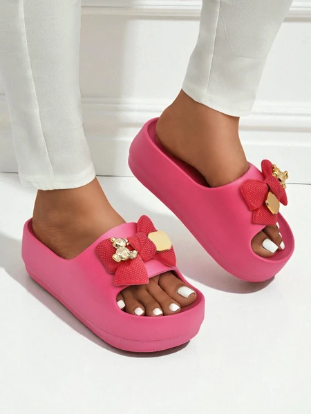 Royalfashion Șlapi de damă din cauciuc cu fundiță decorativă Alday