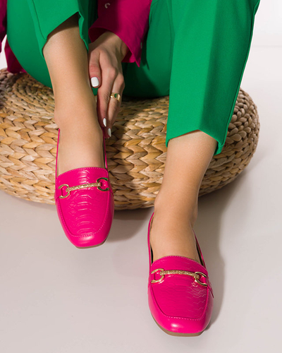 Mocasini dama fucsia cu decor Riltia - Incaltaminte