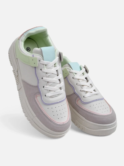 Sneakers damă Lycaste bej din piele ecologică cu talpă plată