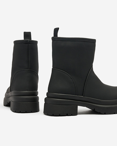 Royalfashion Cizme negre mate pentru femei cu talpă mai groasă Holeopi