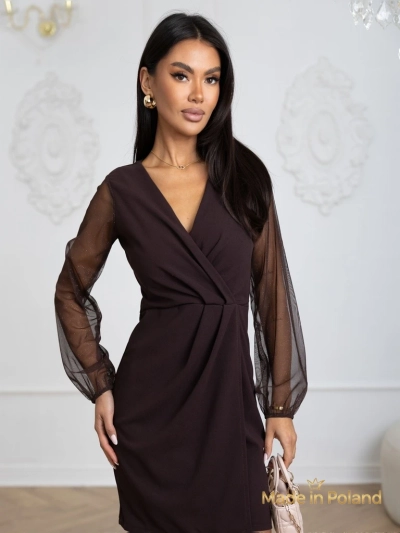 Rochie mini elegantă de damă cu mâneci din plasă Melisa