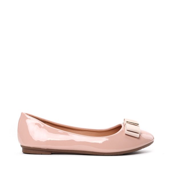 Różowe, gładkie balerinki Rivka- Obuwie