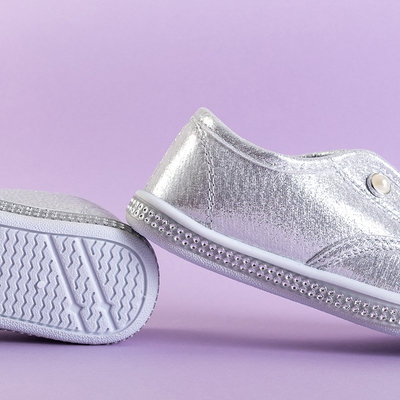 OUTLET Tenisi copii argintii cu perle Merin - Incaltaminte